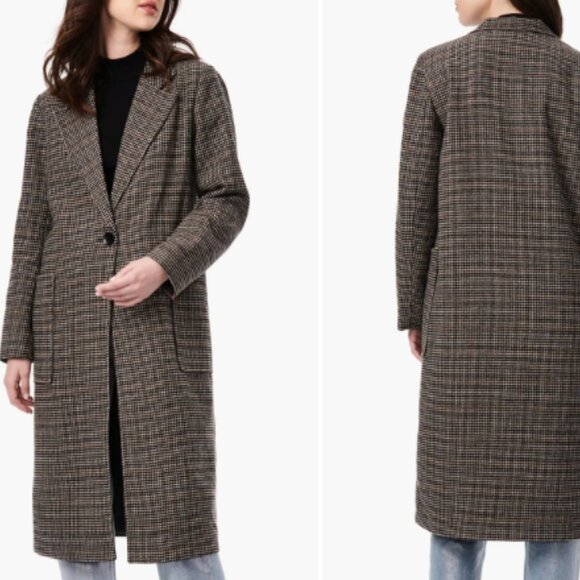 NWT Bernardo Women’s Microhoundstooth Wool Duster Coat Brown Size S - Picture 1 of 9